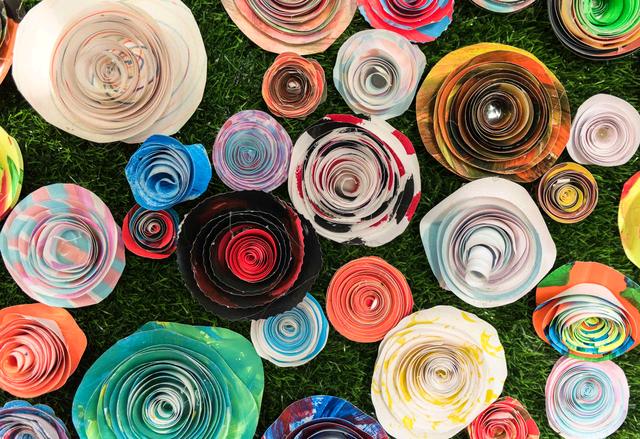 Paper roses made in an activity session